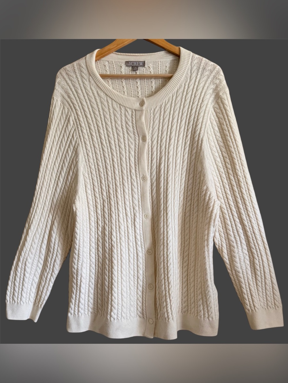 J. CREW Merino Wool Preppy Lightweight Stretchy Cable Knit Cardigan Sweater 3X